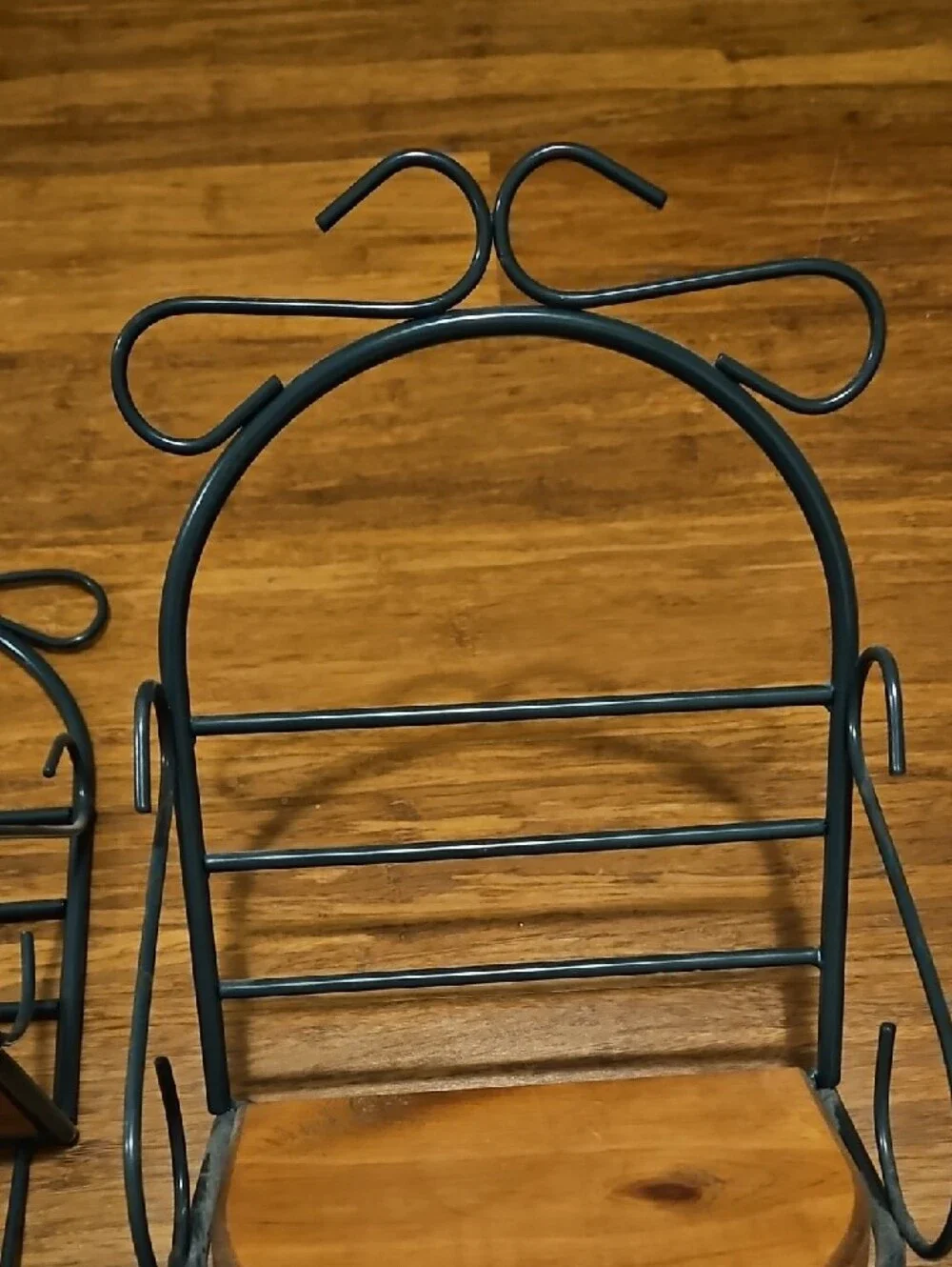 Green Metal Wall Shelf Pair with Wood Accent